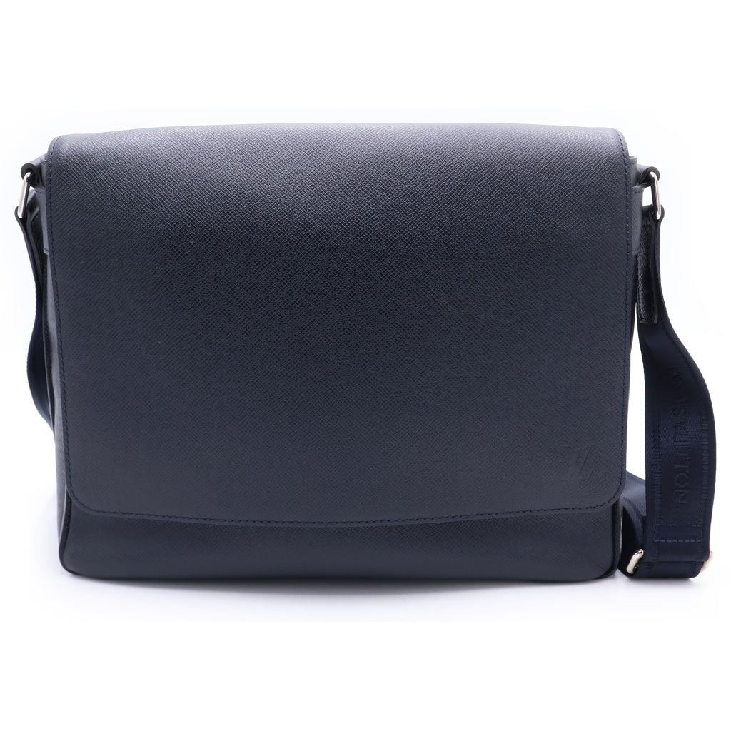 LOUIS VUITTON(ルイヴィトン) タイガ ロマン MM レザー ショルダーバッグ シルバー金具 ネイビー M32624 レディース