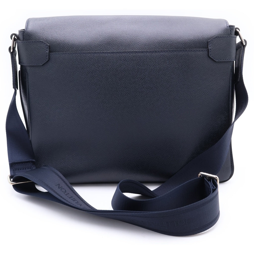 LOUIS VUITTON(ルイヴィトン) タイガ ロマン MM レザー ショルダーバッグ シルバー金具 ネイビー M32624 レディース