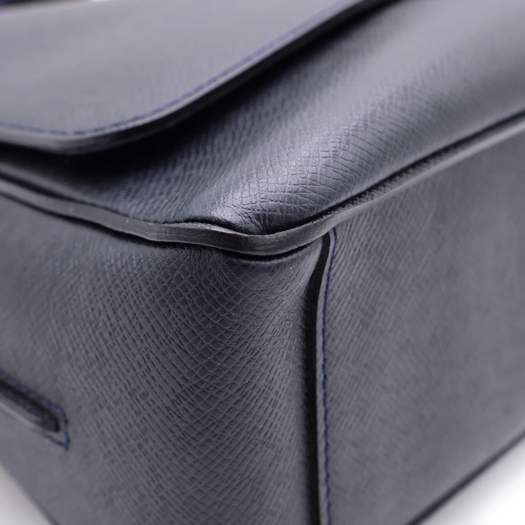 LOUIS VUITTON(ルイヴィトン) タイガ ロマン MM レザー ショルダーバッグ シルバー金具 ネイビー M32624 レディース