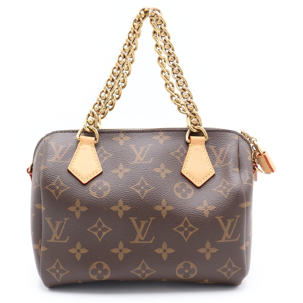 LOUIS VUITTON(ルイヴィトン) モノグラム スピーディチェーン20 2WAYハンドバッグ ボストンバッグ ショルダーバッグ ブラウン レザー×PVC M40988 ゴールド金具 レディース