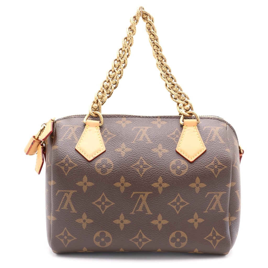 LOUIS VUITTON(ルイヴィトン) モノグラム スピーディチェーン20 2WAYハンドバッグ ボストンバッグ ショルダーバッグ ブラウン レザー×PVC M40988 ゴールド金具 レディース