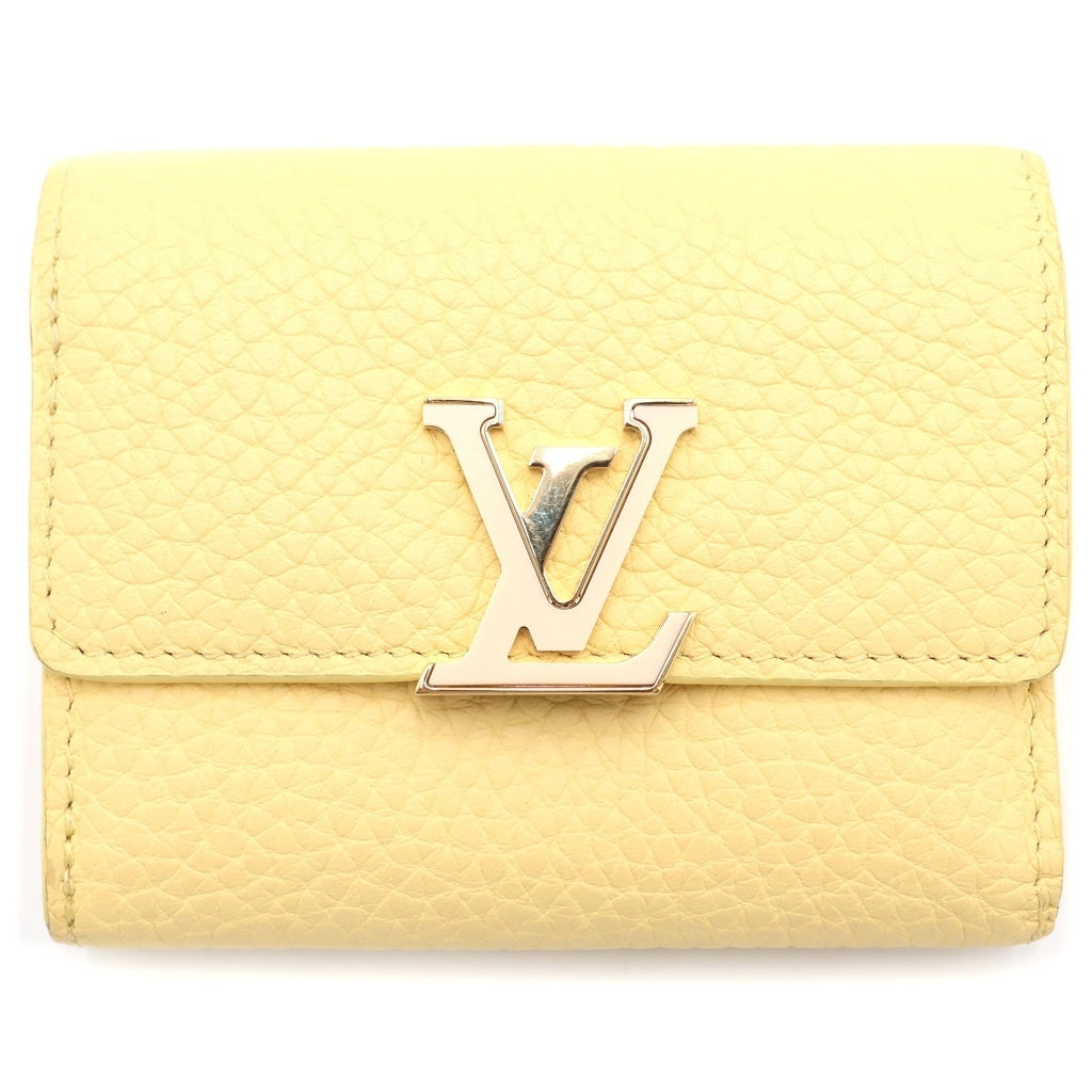 LOUIS VUITTON(ルイヴィトン) ポルトフォイユ カプシーヌ XS トリヨン レザー コンパクトウォレット 三つ折り財布 イエロー M83610 レディース