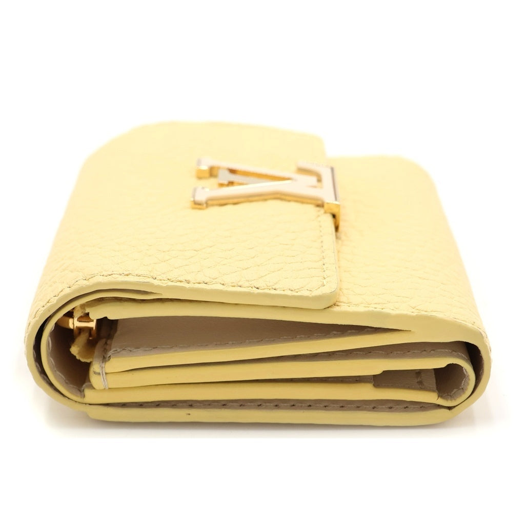 LOUIS VUITTON(ルイヴィトン) ポルトフォイユ カプシーヌ XS トリヨン レザー コンパクトウォレット 三つ折り財布 イエロー M83610 レディース