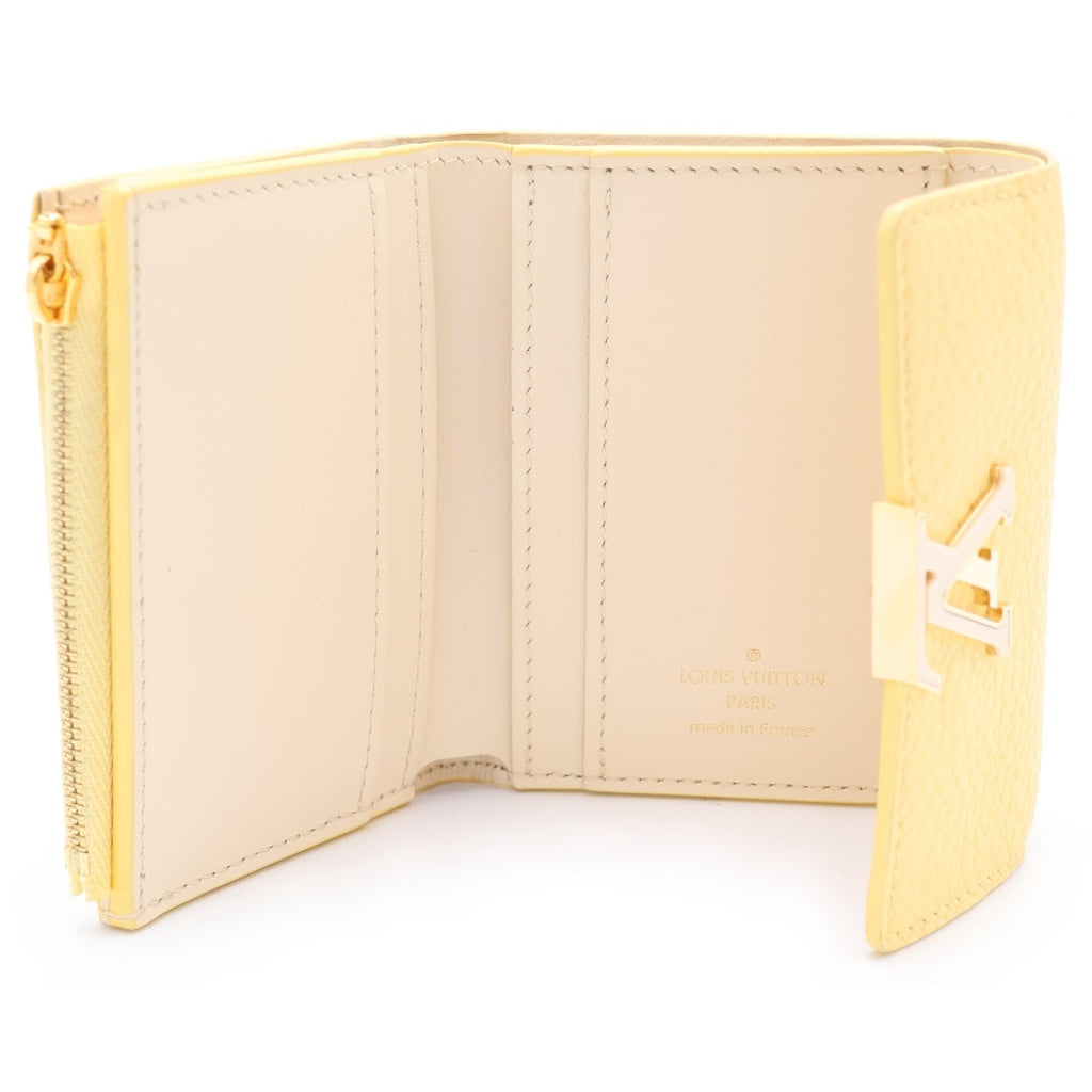 LOUIS VUITTON(ルイヴィトン) ポルトフォイユ カプシーヌ XS トリヨン レザー コンパクトウォレット 三つ折り財布 イエロー M83610 レディース