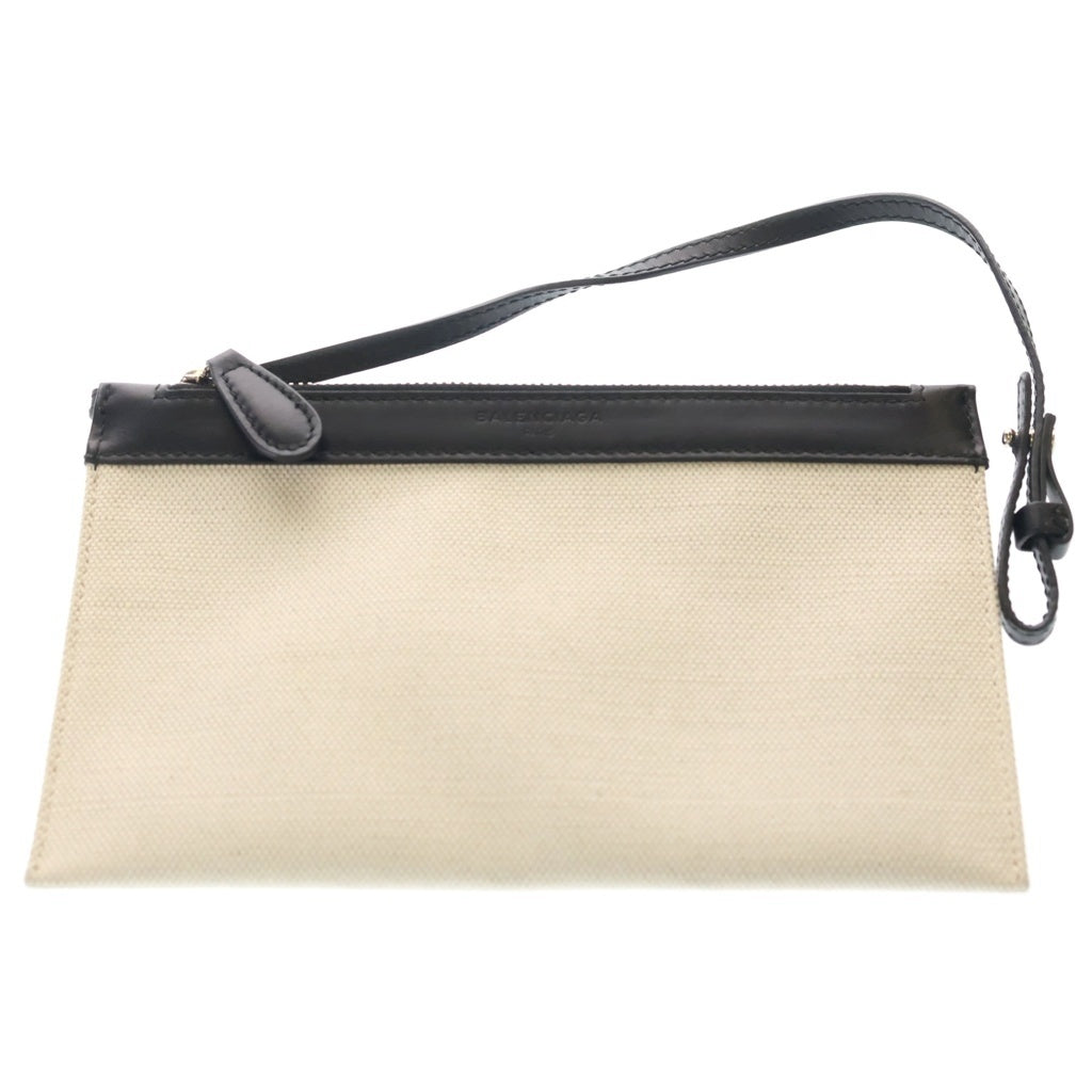 BALENCIAGA(バレンシアガ) ネイビーカバスS トートバッグ ハンドバッグ アイボリー×ブラック キャンバス×レザー 339933 シルバー金具 レディース