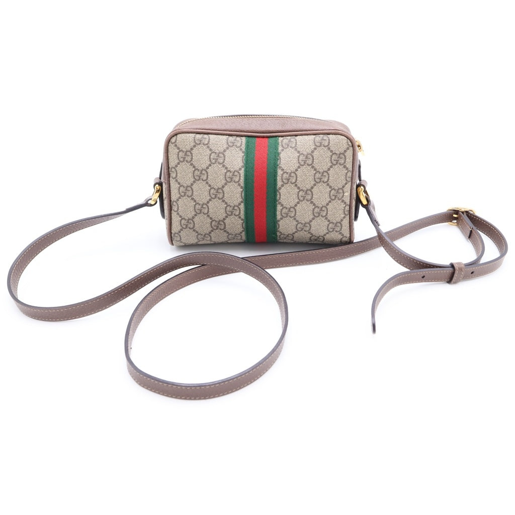 GUCCI(グッチ) オフィディア GGスプリーム ショルダーバッグ ベージュ×ブラウン レザー×PVC 517350 ゴールド金具 レディース