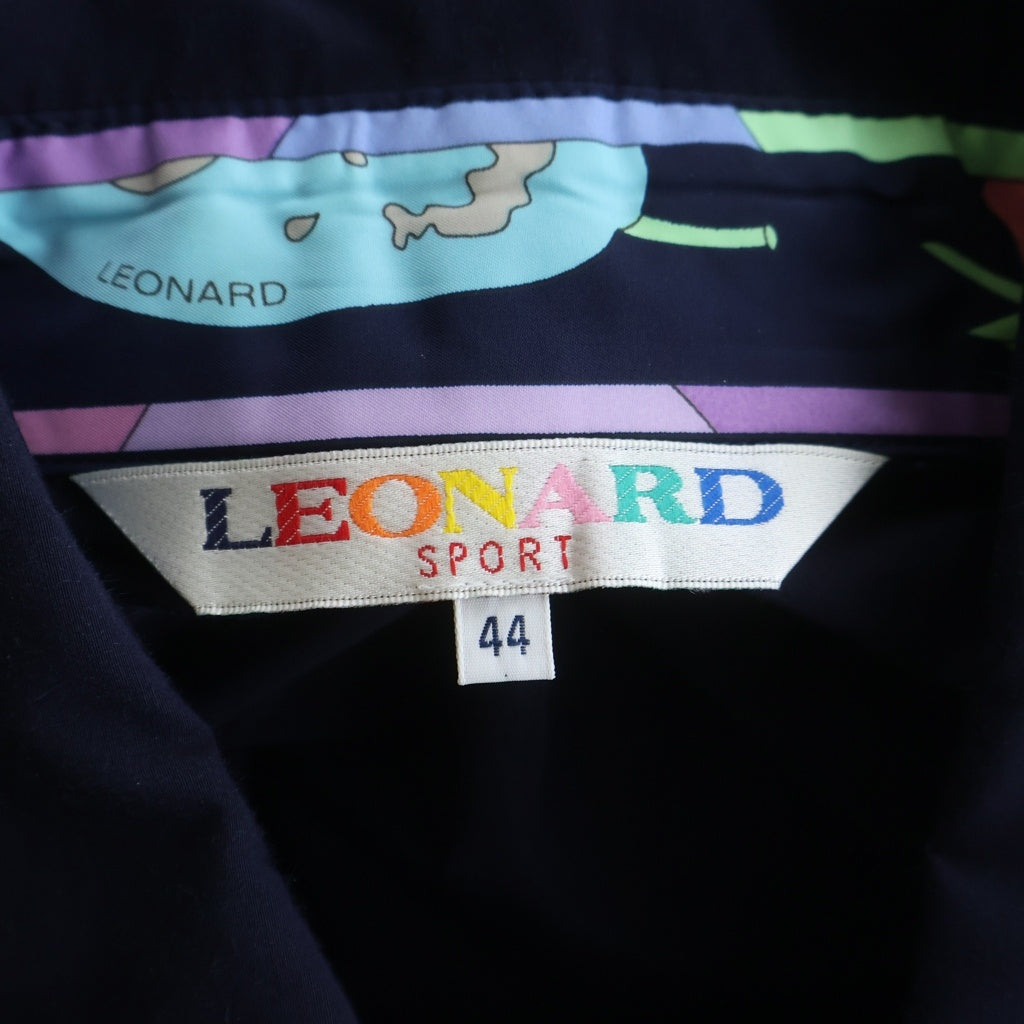 LEONARD(レオナール) 柄プリント 切り替え ジップアップ ジャケット ネイビー レディース