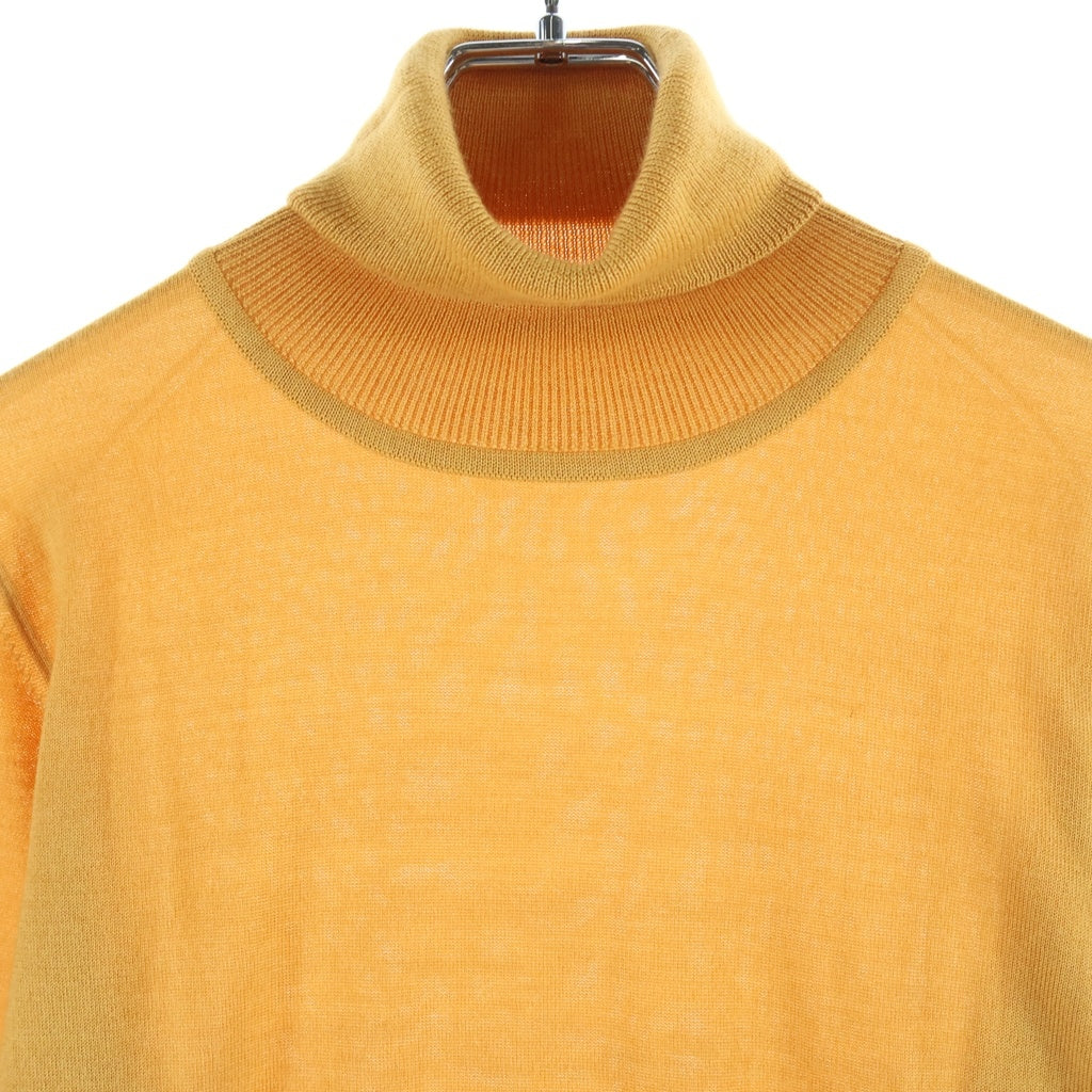 LEONARD(レオナール) ロゴ刺繍 タートルネック シルク混 カシミヤニット セーター イエロー レディース
