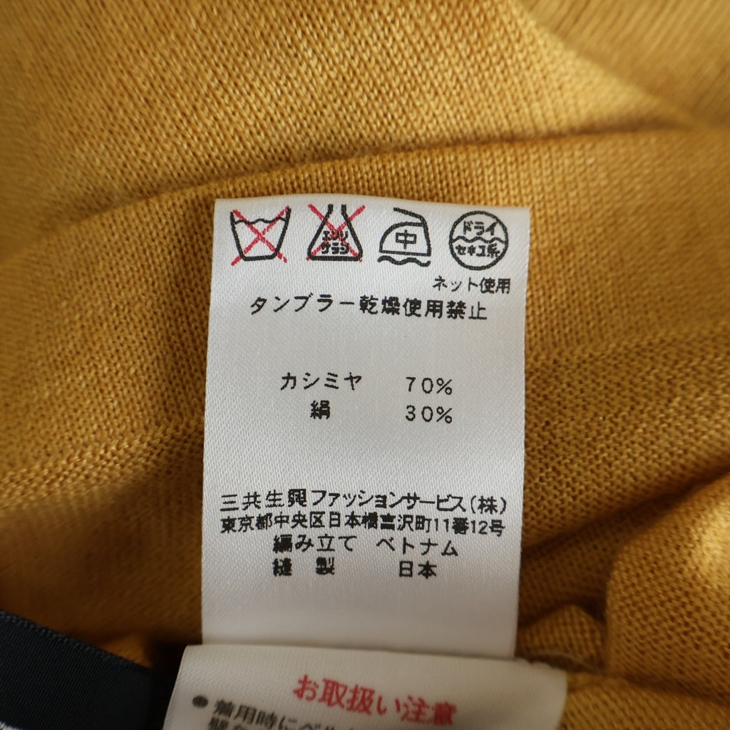 LEONARD(レオナール) ロゴ刺繍 タートルネック シルク混 カシミヤニット セーター イエロー レディース