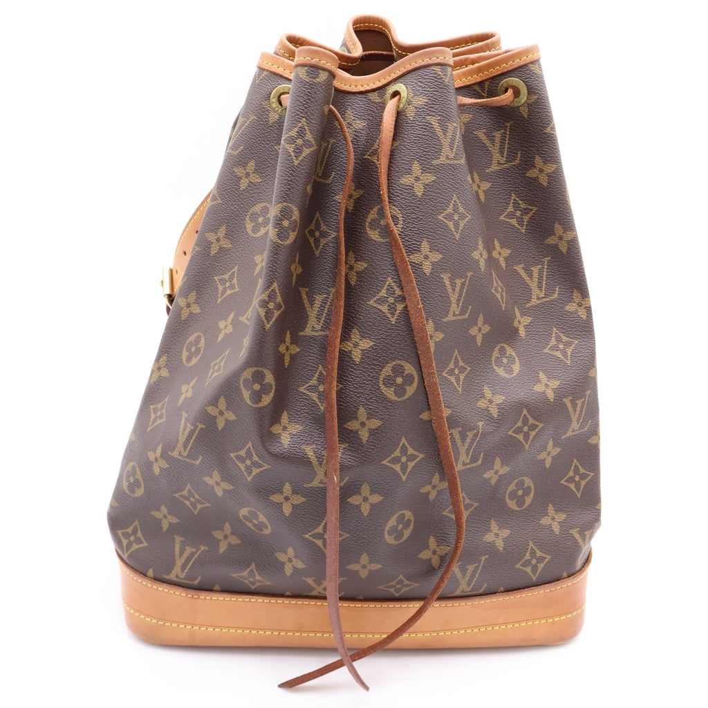 LOUIS VUITTON(ルイヴィトン) モノグラム ノエ ショルダーバッグ 巾着バッグ ブラウン レザー×PVC キャンバス M42224 ゴールド金具 レディース