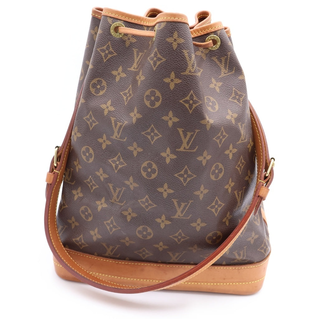 LOUIS VUITTON(ルイヴィトン) モノグラム ノエ ショルダーバッグ 巾着バッグ ブラウン レザー×PVC キャンバス M42224 ゴールド金具 レディース