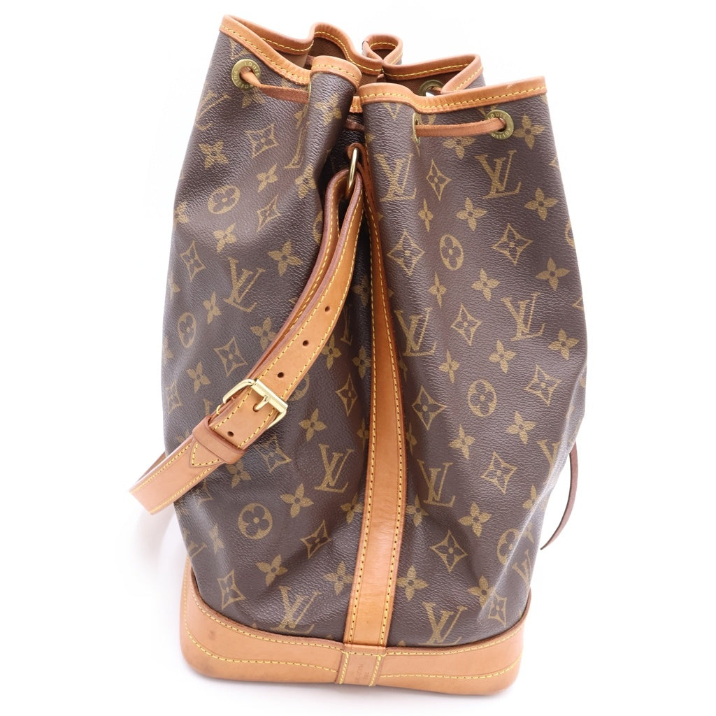 LOUIS VUITTON(ルイヴィトン) モノグラム ノエ ショルダーバッグ 巾着バッグ ブラウン レザー×PVC キャンバス M42224 ゴールド金具 レディース