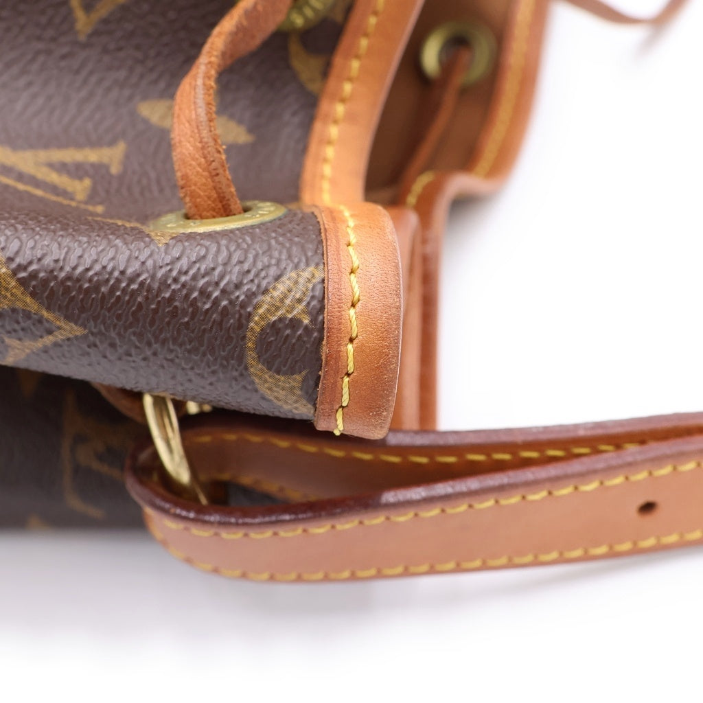 LOUIS VUITTON(ルイヴィトン) モノグラム ノエ ショルダーバッグ 巾着バッグ ブラウン レザー×PVC キャンバス M42224 ゴールド金具 レディース