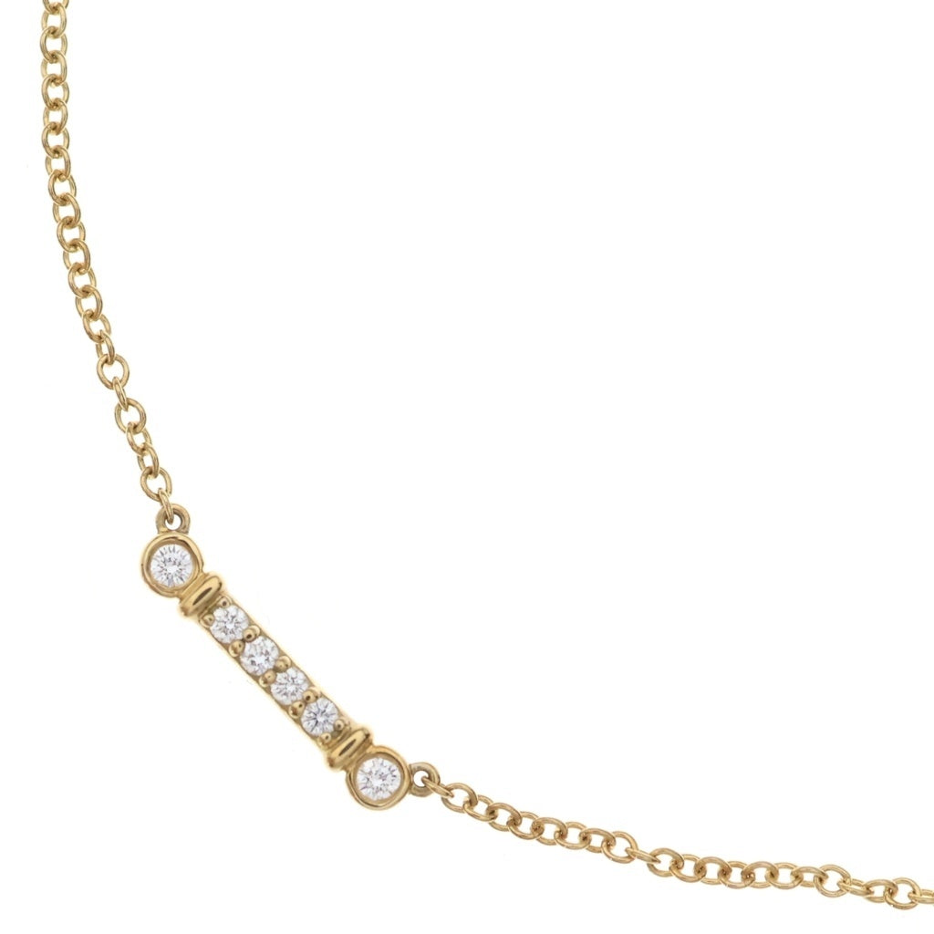 TIFFANY & Co.(ティファニー) フルールドリス バー ダイヤネックレス ペンダント チェーン イエローゴールド K18YG レディース