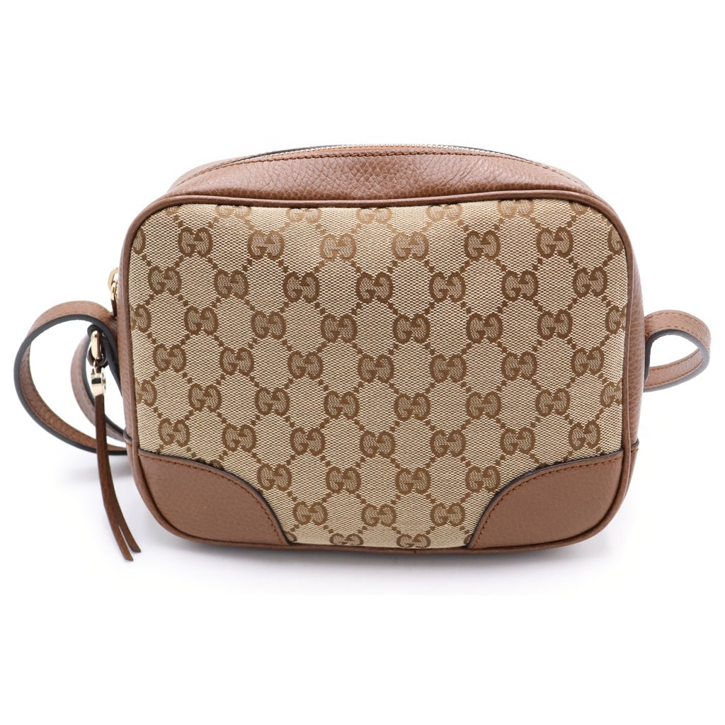 GUCCI(グッチ) GGキャンバス ショルダーバッグ ブラウン×ベージュ キャンバス×レザー 449413 ゴールド金具 レディース