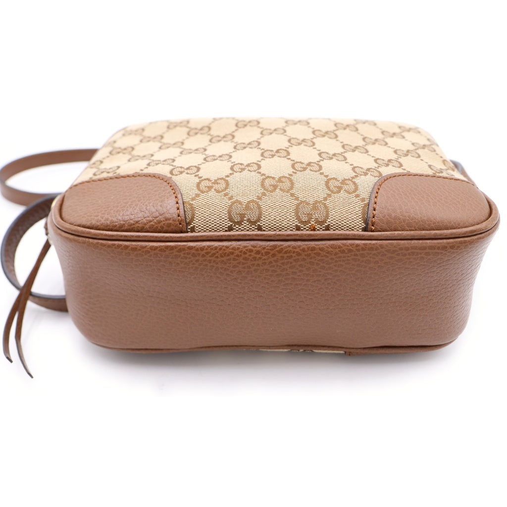 GUCCI(グッチ) GGキャンバス ショルダーバッグ ブラウン×ベージュ キャンバス×レザー 449413 ゴールド金具 レディース