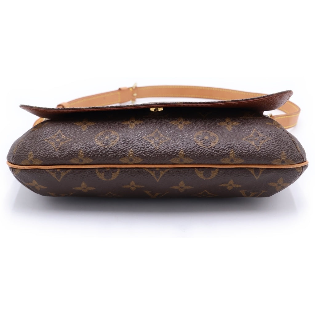 LOUIS VUITTON(ルイヴィトン) モノグラム ミュゼットタンゴ ショルダーバッグ ブラウン レザー×PVC M51257 ゴールド金具 レディース