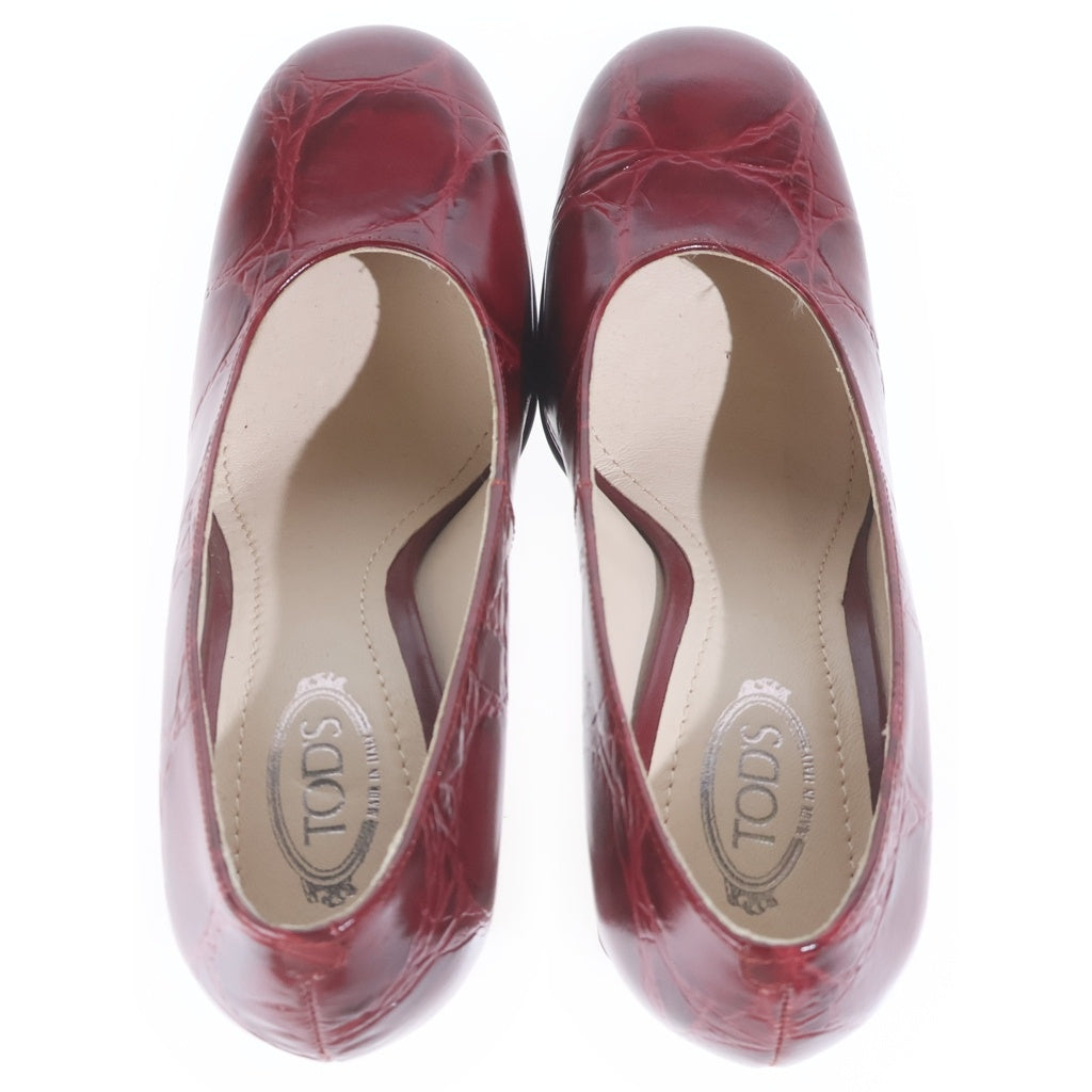 TOD'S(トッズ) ヒールパンプス レッド クロコ型押し #36 レディース