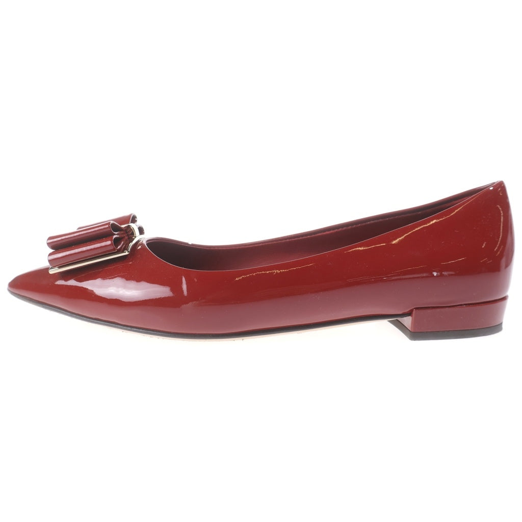 Salvatore Ferragamo(サルヴァトーレ フェラガモ) ヴァラ パンプス フラットシューズ レッド エナメル #6 レディース