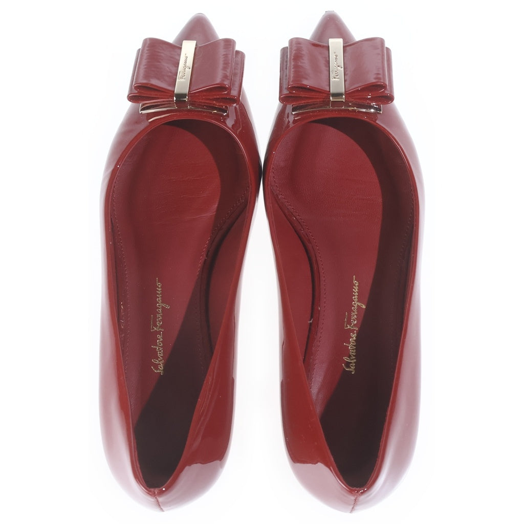 Salvatore Ferragamo(サルヴァトーレ フェラガモ) ヴァラ パンプス フラットシューズ レッド エナメル #6 レディース