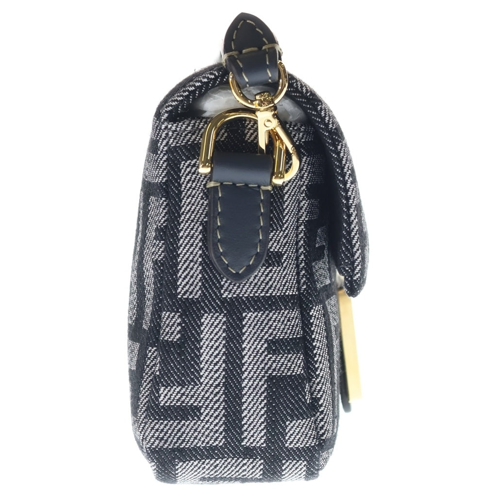 FENDI(フェンディ) バゲットバッグミニ ズッカ 2WAYハンドバッグ ショルダーバッグ グレー デニム ゴールド金具 レディース