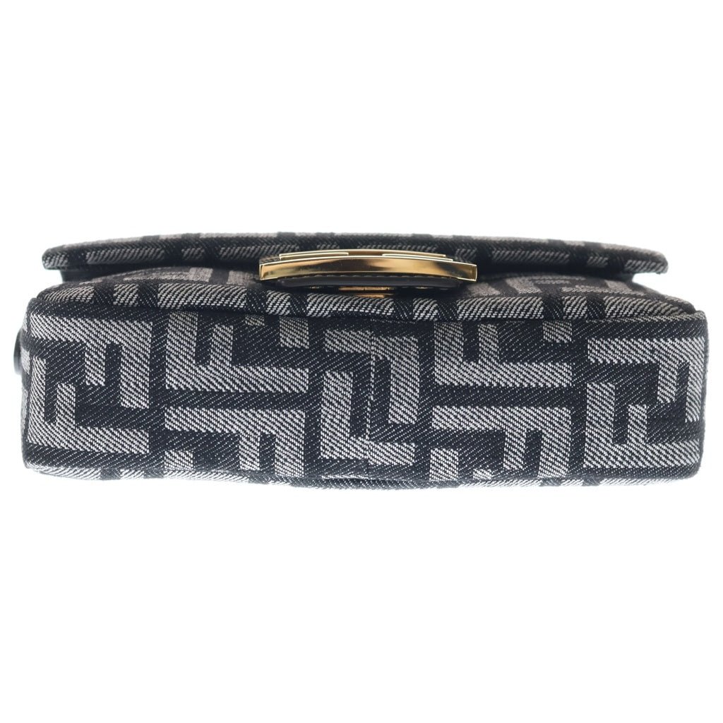 FENDI(フェンディ) バゲットバッグミニ ズッカ 2WAYハンドバッグ ショルダーバッグ グレー デニム ゴールド金具 レディース