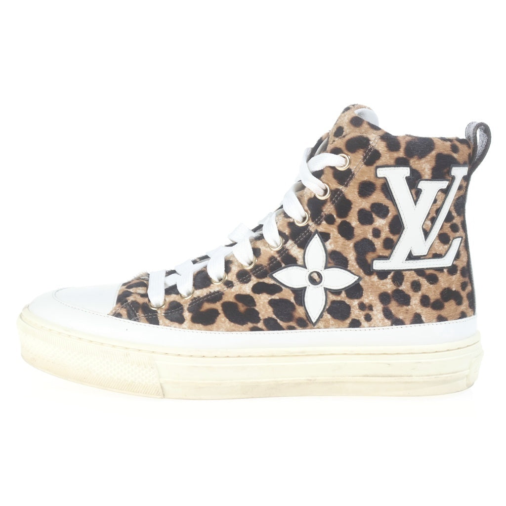 LOUIS VUITTON(ルイヴィトン) ステラーライン LV レオパード ハラコ ハイカットスニーカー ブラウン×ホワイト レディース