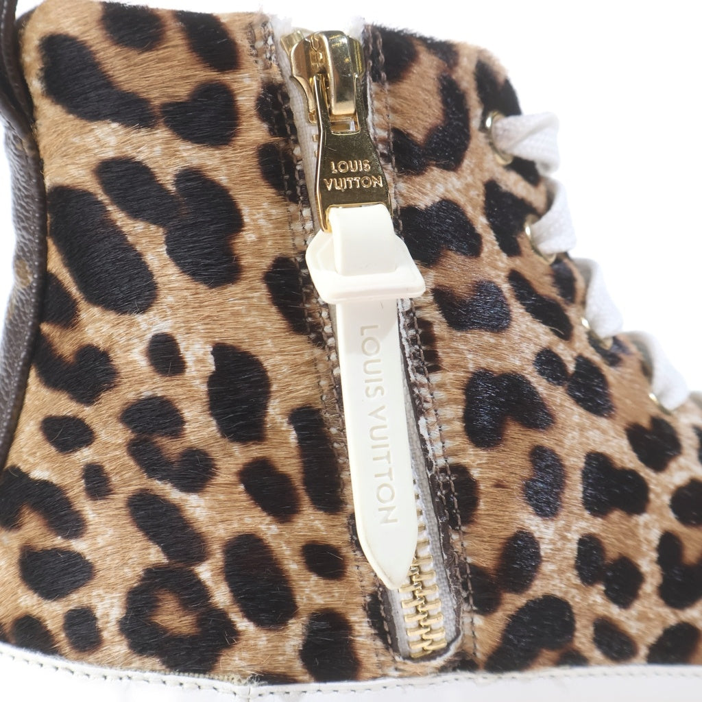 LOUIS VUITTON(ルイヴィトン) ステラーライン LV レオパード ハラコ ハイカットスニーカー ブラウン×ホワイト レディース