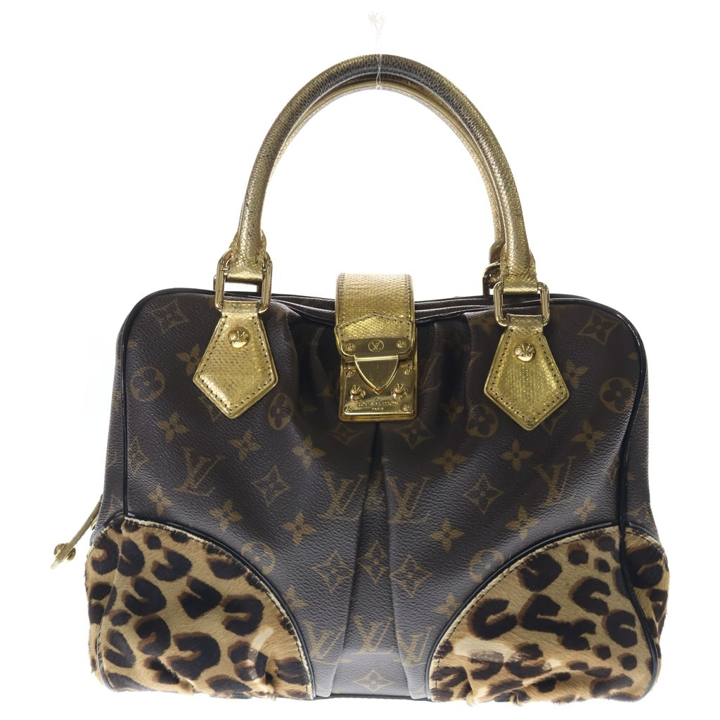LOUIS VUITTON(ルイヴィトン) モノグラム レオパード アデル 2WAYハンドバッグ ショルダーバッグ ブラウン×ゴールド レザー×PVC×ハラコ M95284 ゴールド金具 レディース