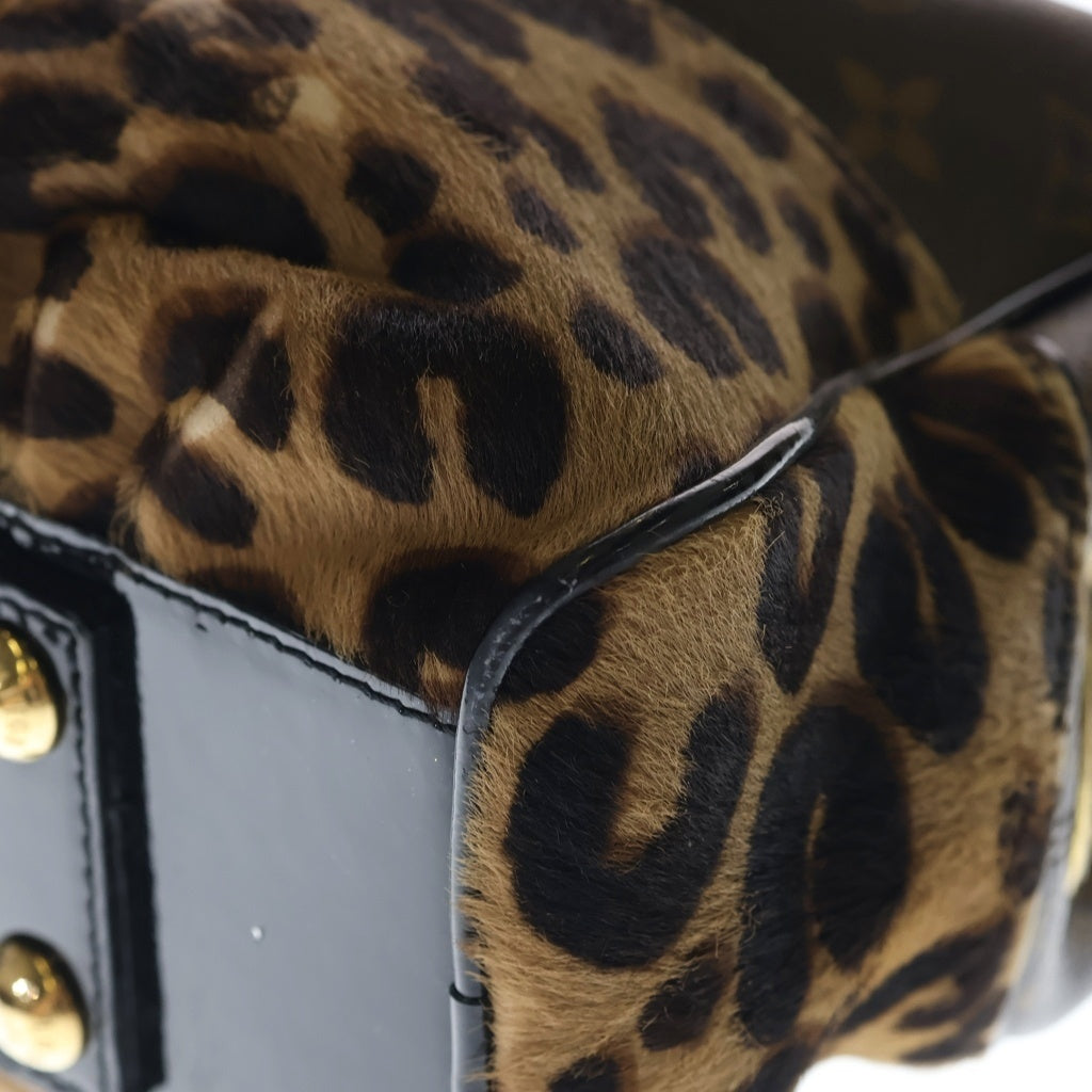 LOUIS VUITTON(ルイヴィトン) モノグラム レオパード アデル 2WAYハンドバッグ ショルダーバッグ ブラウン×ゴールド レザー×PVC×ハラコ M95284 ゴールド金具 レディース