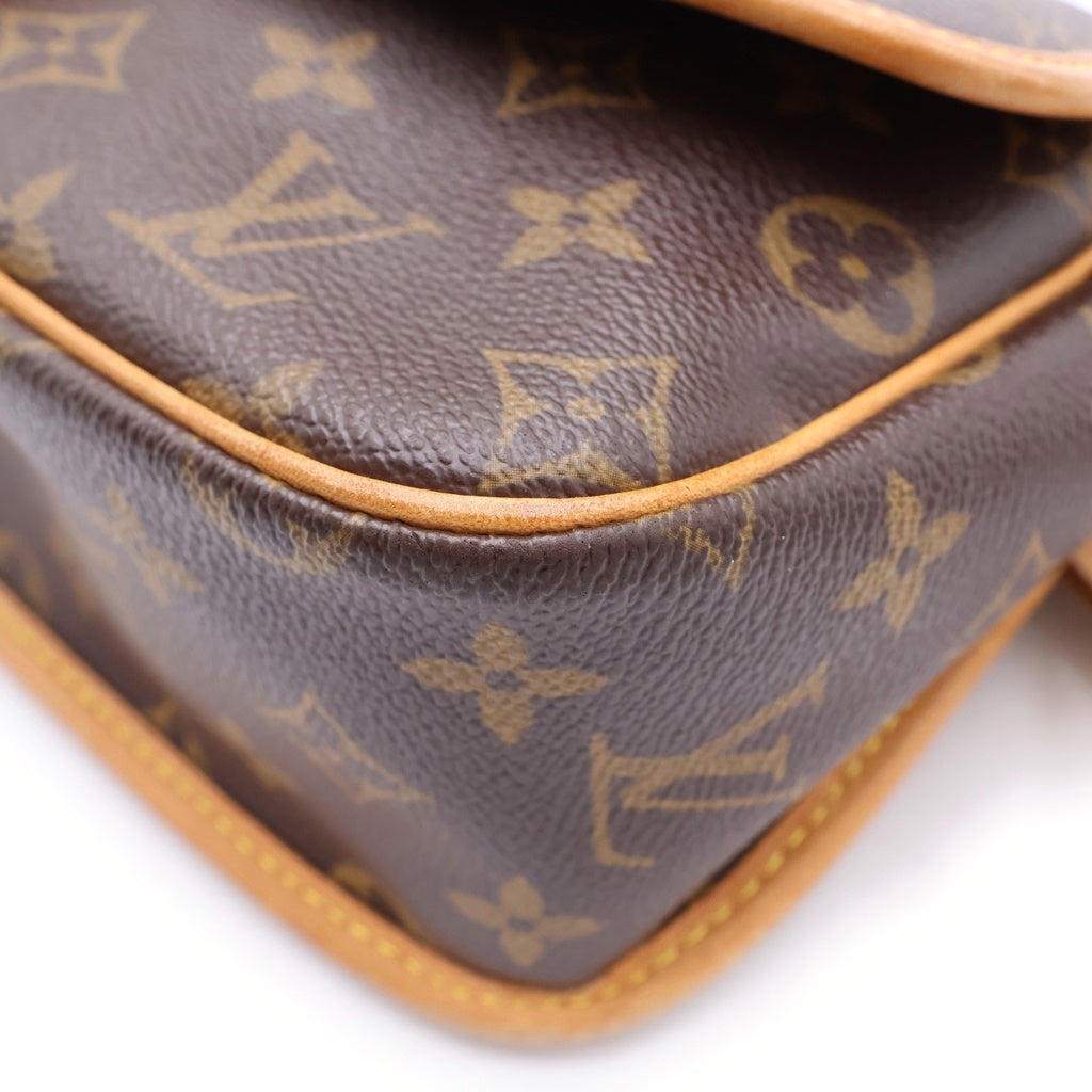 LOUIS VUITTON(ルイヴィトン) モノグラム ソローニュ ショルダーバッグ ブラウン レザー×PVC M42250 ゴールド金具 レディース