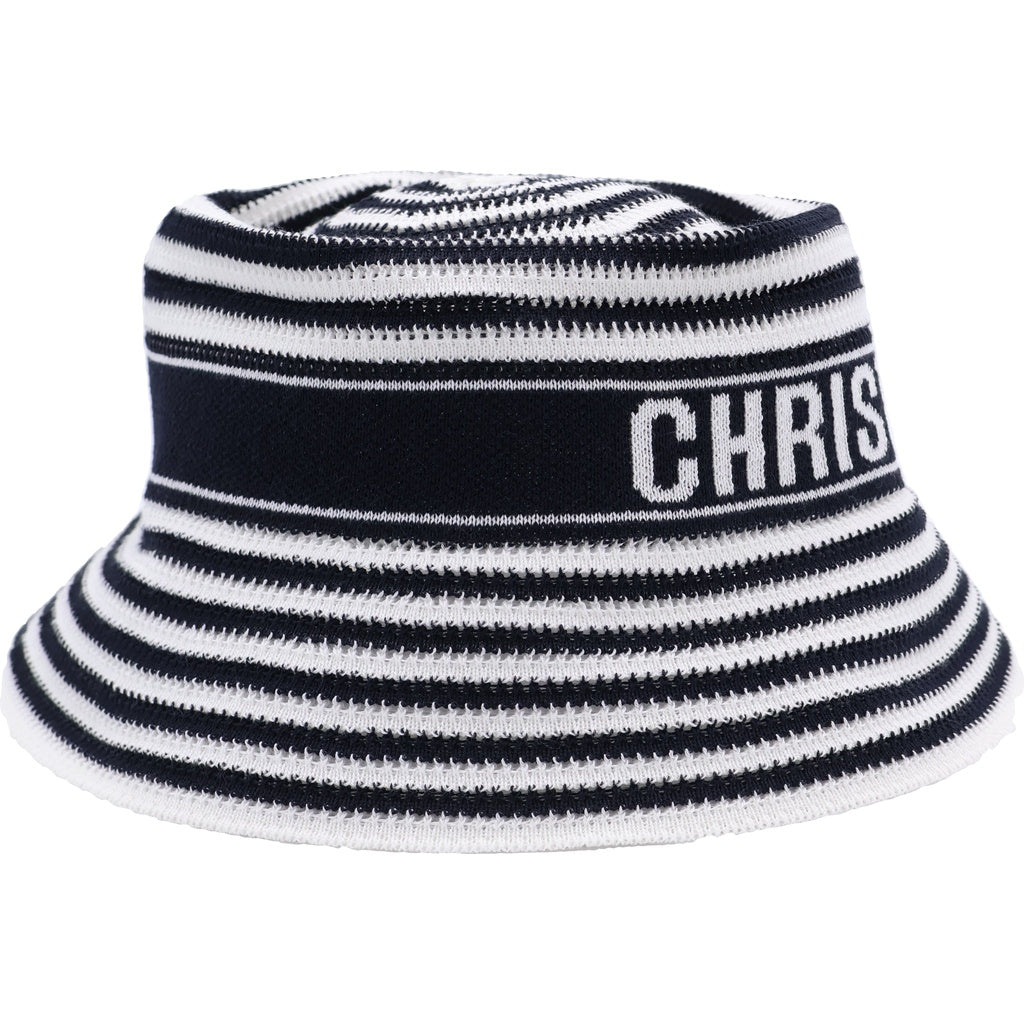Christian Dior(クリスチャンディオール) 24SS ディオリビエラ D チューリップ クロシュ ハット 帽子 ネイビー/ホワイト 44DTK985A134 レディース