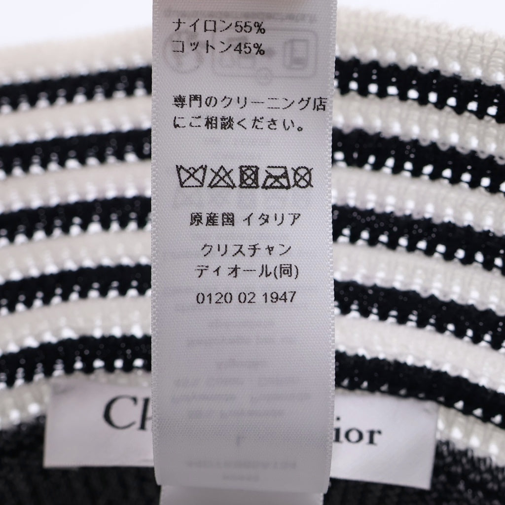 Christian Dior(クリスチャンディオール) 24SS ディオリビエラ D チューリップ クロシュ ハット 帽子 ネイビー/ホワイト 44DTK985A134 レディース