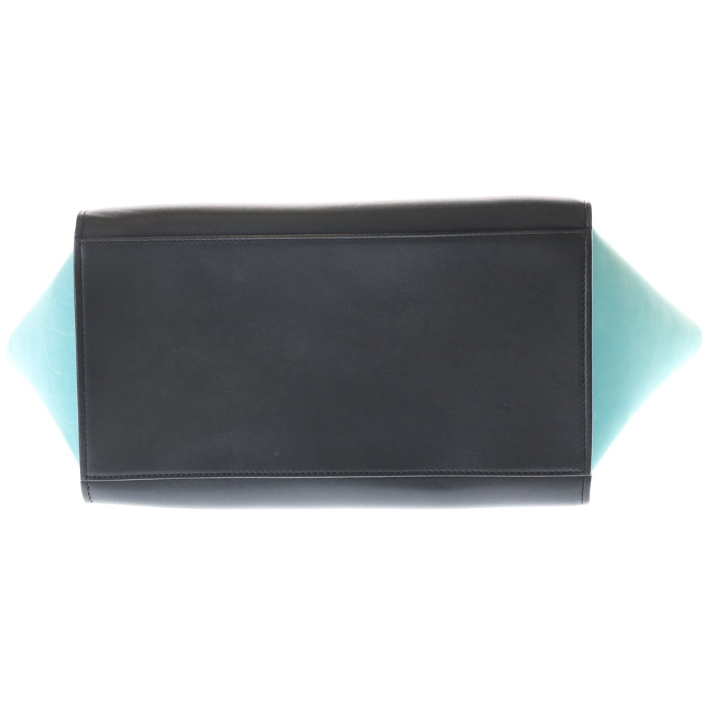 CELINE(セリーヌ) トラペーズ 2WAYハンドバッグ ショルダーバッグ ブラウン×ブラック×ブルー レザー ゴールド金具 レディース