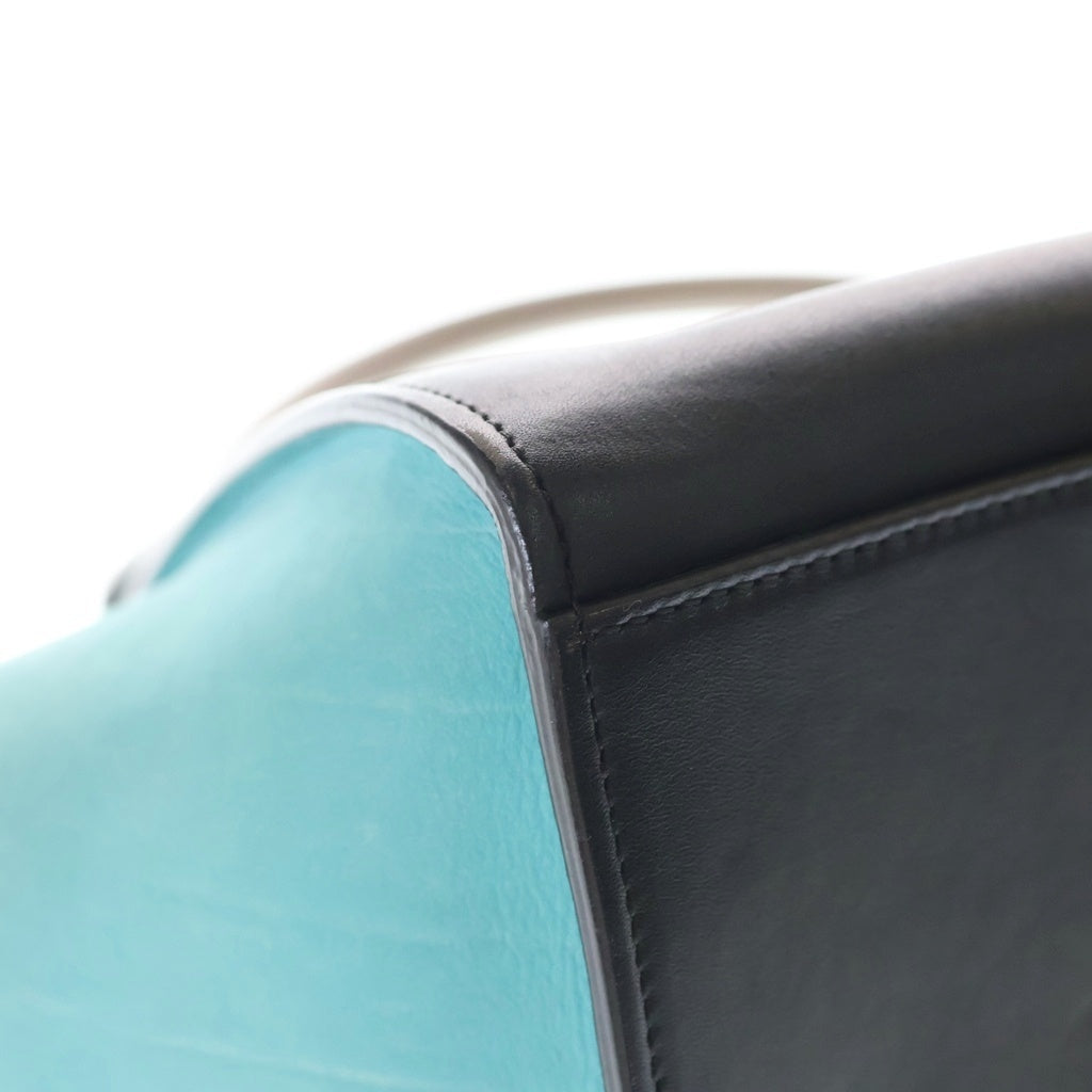 CELINE(セリーヌ) トラペーズ 2WAYハンドバッグ ショルダーバッグ ブラウン×ブラック×ブルー レザー ゴールド金具 レディース