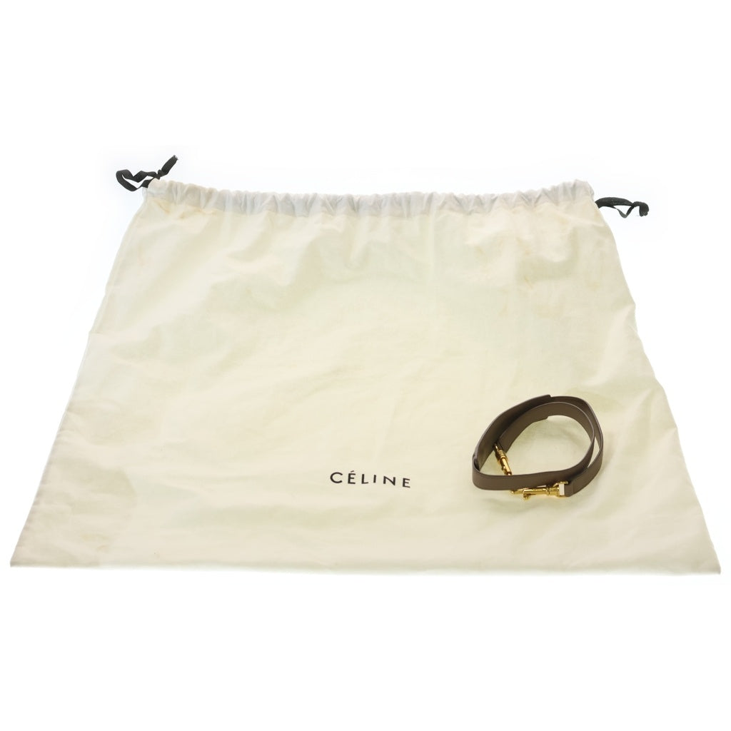 CELINE(セリーヌ) トラペーズ 2WAYハンドバッグ ショルダーバッグ ブラウン×ブラック×ブルー レザー ゴールド金具 レディース