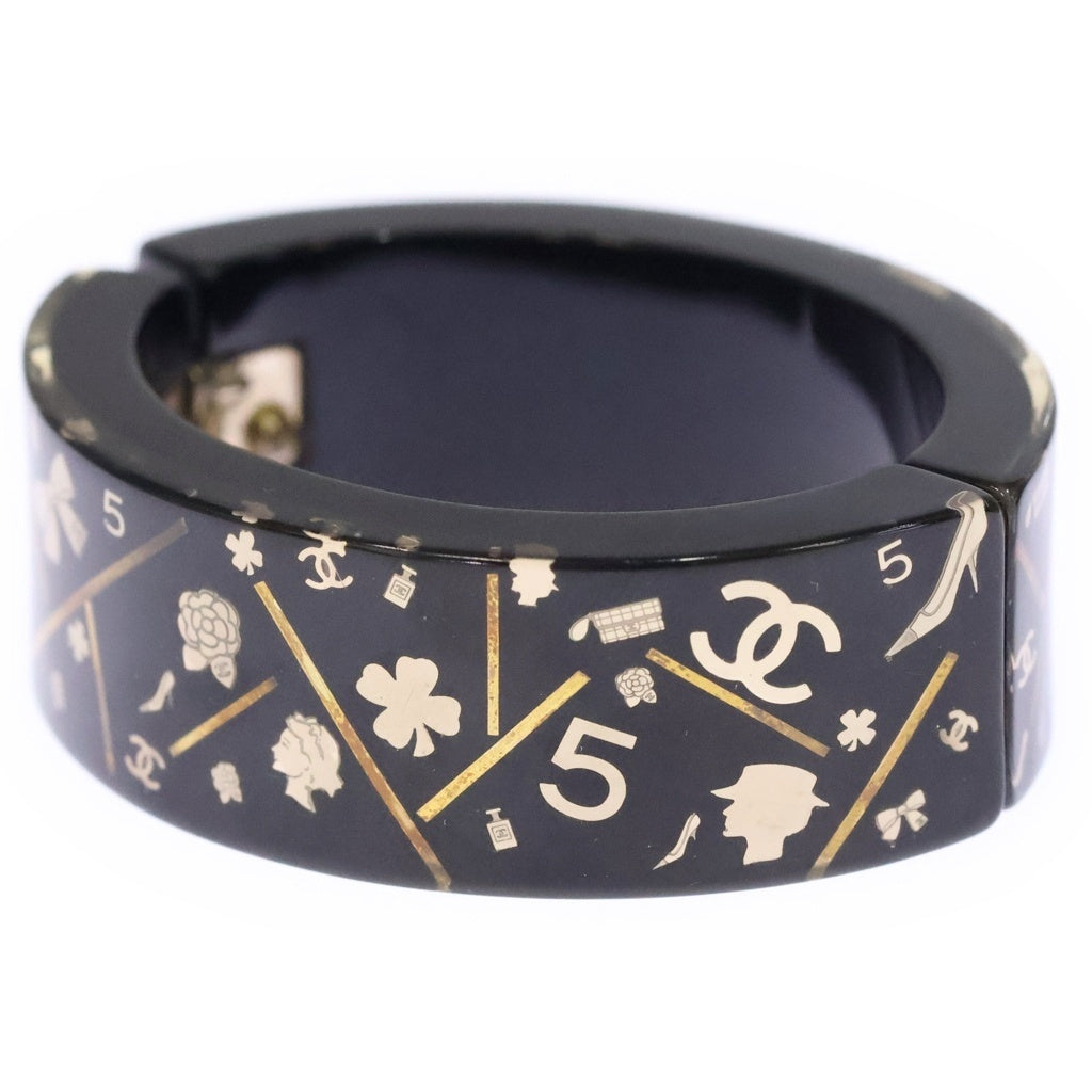 CHANEL(シャネル) アイコン バングル ブレスレット ブラック×ゴールド レディース