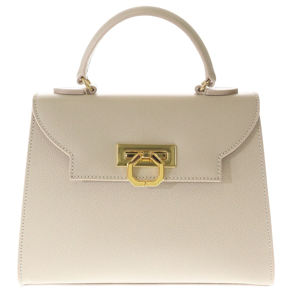 CARBOTTI(カルボッティ) 2WAYハンドバッグ ショルダーバッグ ベージュ レザー ゴールド金具 レディース