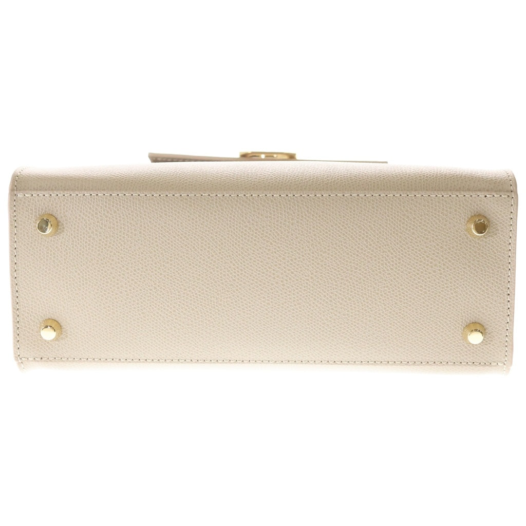 CARBOTTI(カルボッティ) 2WAYハンドバッグ ショルダーバッグ ベージュ レザー ゴールド金具 レディース