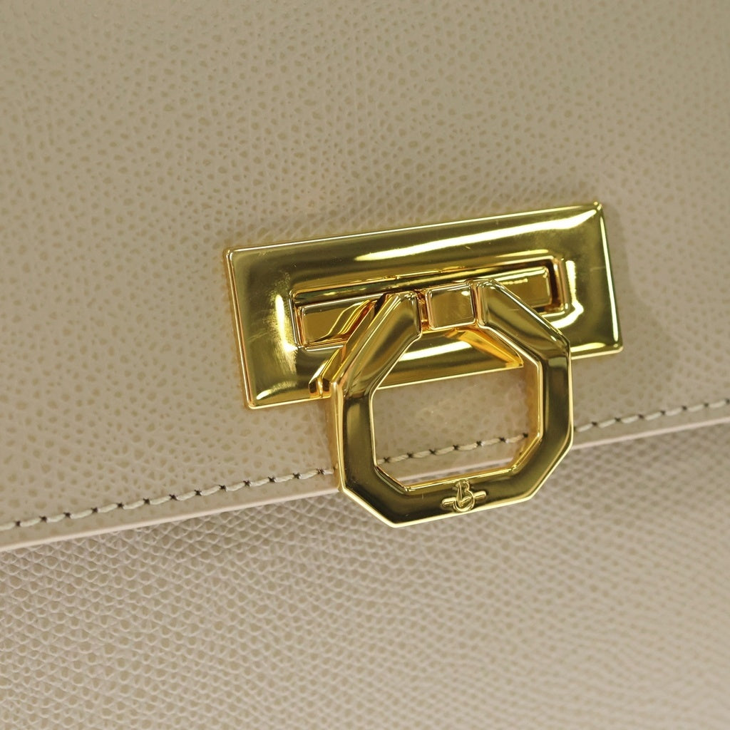 CARBOTTI(カルボッティ) 2WAYハンドバッグ ショルダーバッグ ベージュ レザー ゴールド金具 レディース