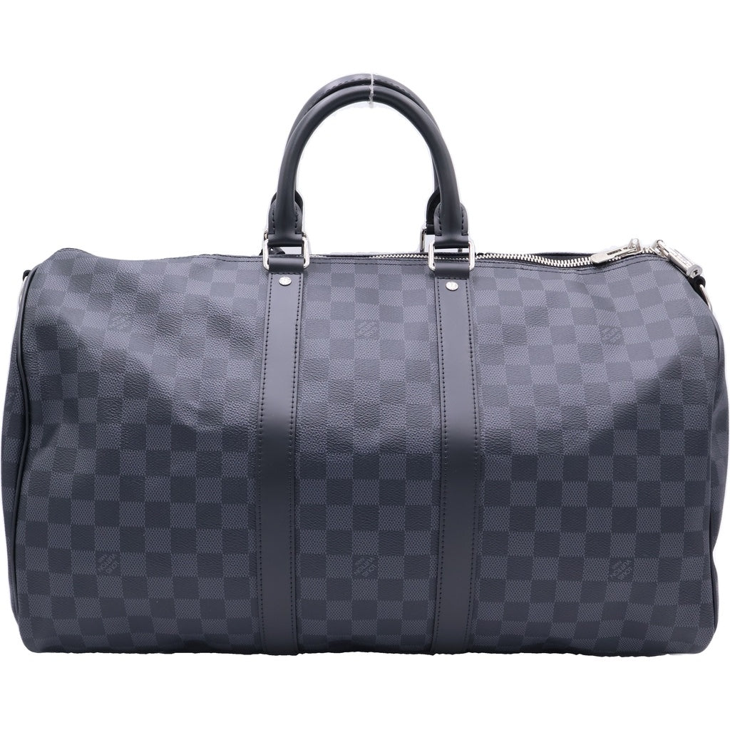 LOUIS VUITTON(ルイヴィトン) ダミエグラフィット キーポルバンドリエール45 2WAYハンドバッグ ショルダーバッグ ボストンバッグ ブラック レザー×PVC N41418 シルバー金具 レディース