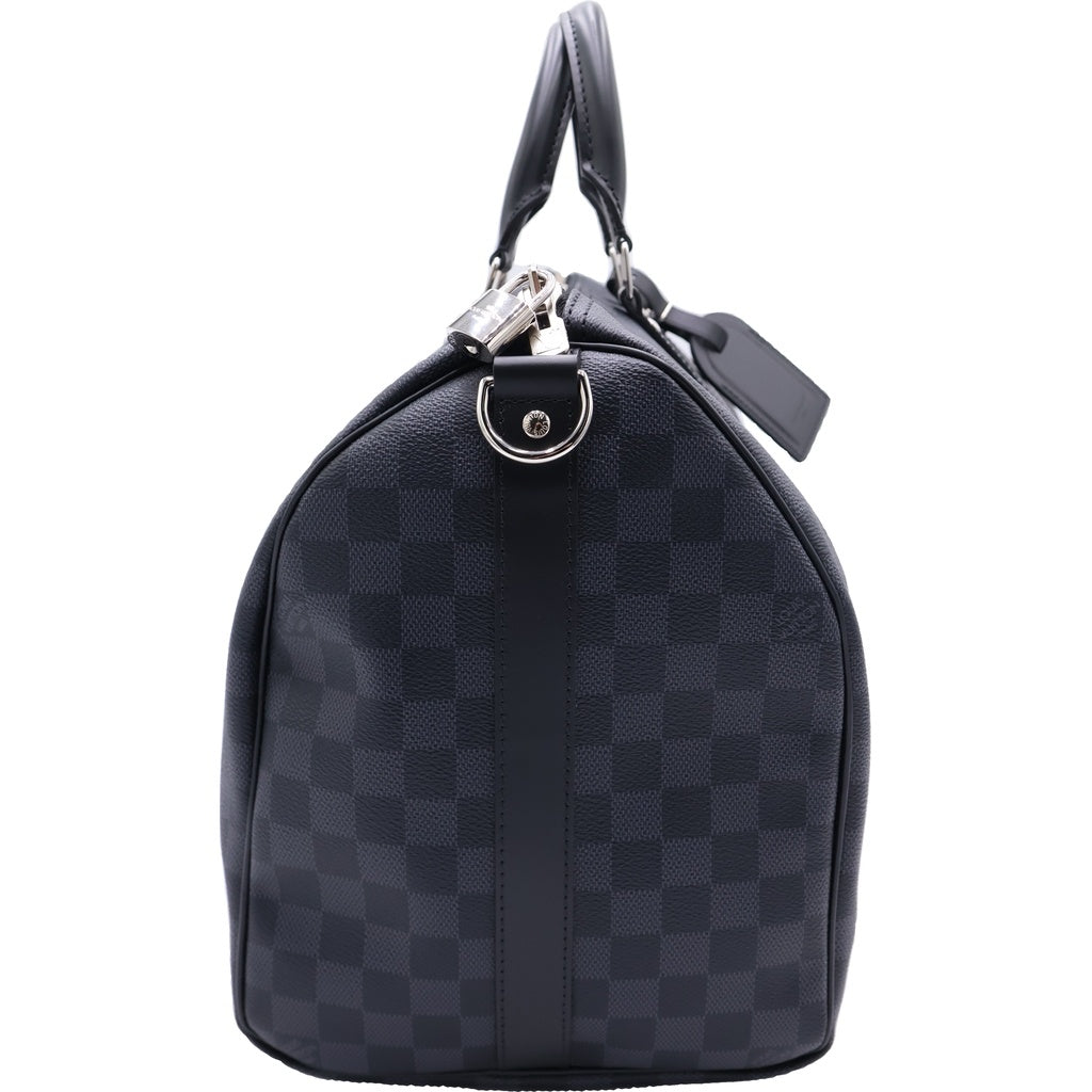 LOUIS VUITTON(ルイヴィトン) ダミエグラフィット キーポルバンドリエール45 2WAYハンドバッグ ショルダーバッグ ボストンバッグ ブラック レザー×PVC N41418 シルバー金具 レディース