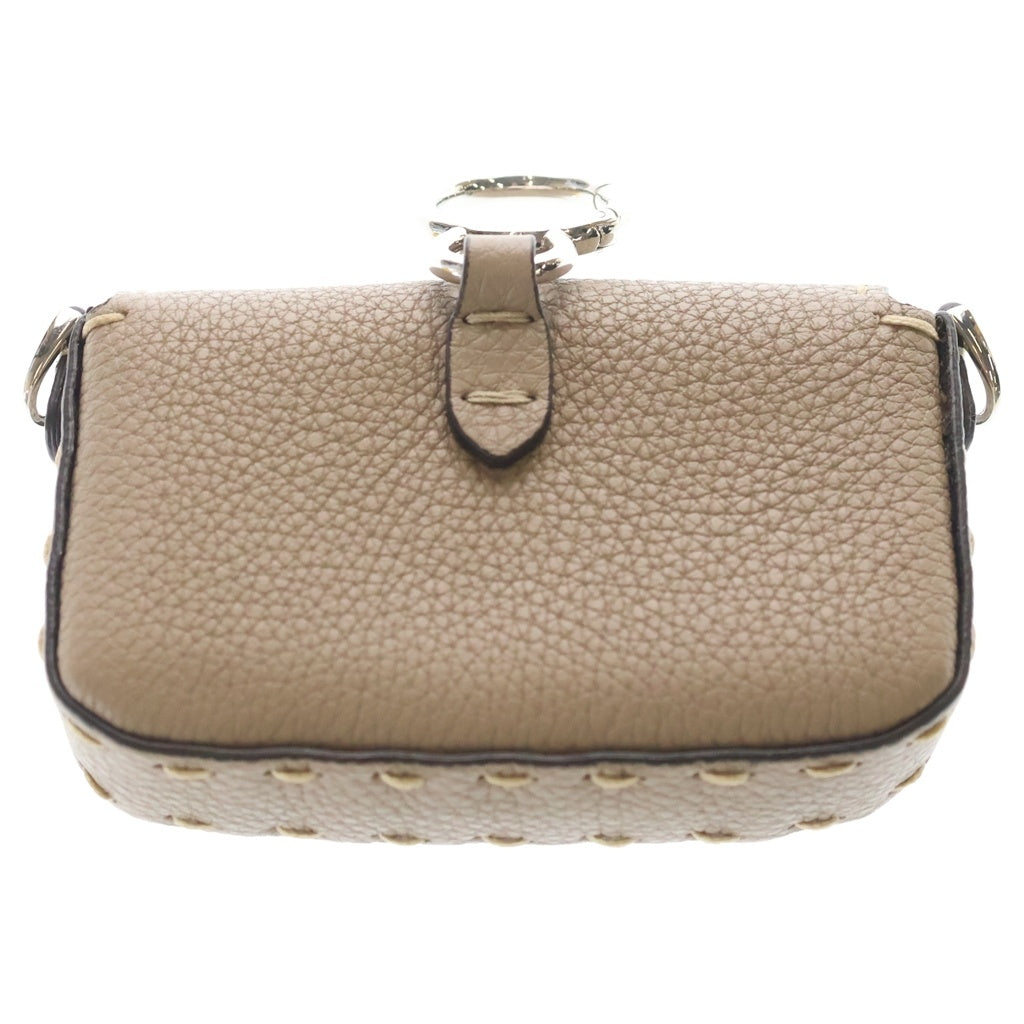 FENDI(フェンディ) ナノバケット ミニ 2WAYショルダーポーチ チェーンバッグ グレージュ レザー 7AS045 シルバー金具 レディース