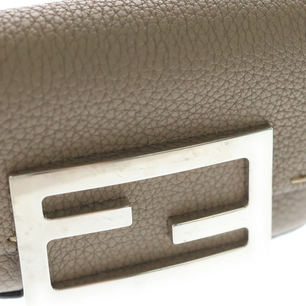 FENDI(フェンディ) ナノバケット ミニ 2WAYショルダーポーチ チェーンバッグ グレージュ レザー 7AS045 シルバー金具 レディース