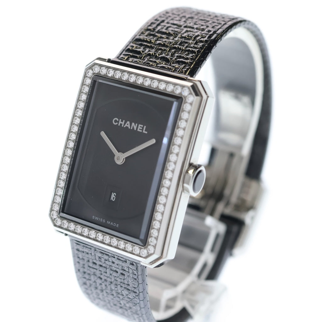 CHANEL(シャネル) ボーイフレンド ダイヤベゼル 黒文字盤 SS/QZ ステンレス クォーツ 電池式 腕時計 H5318 レディース