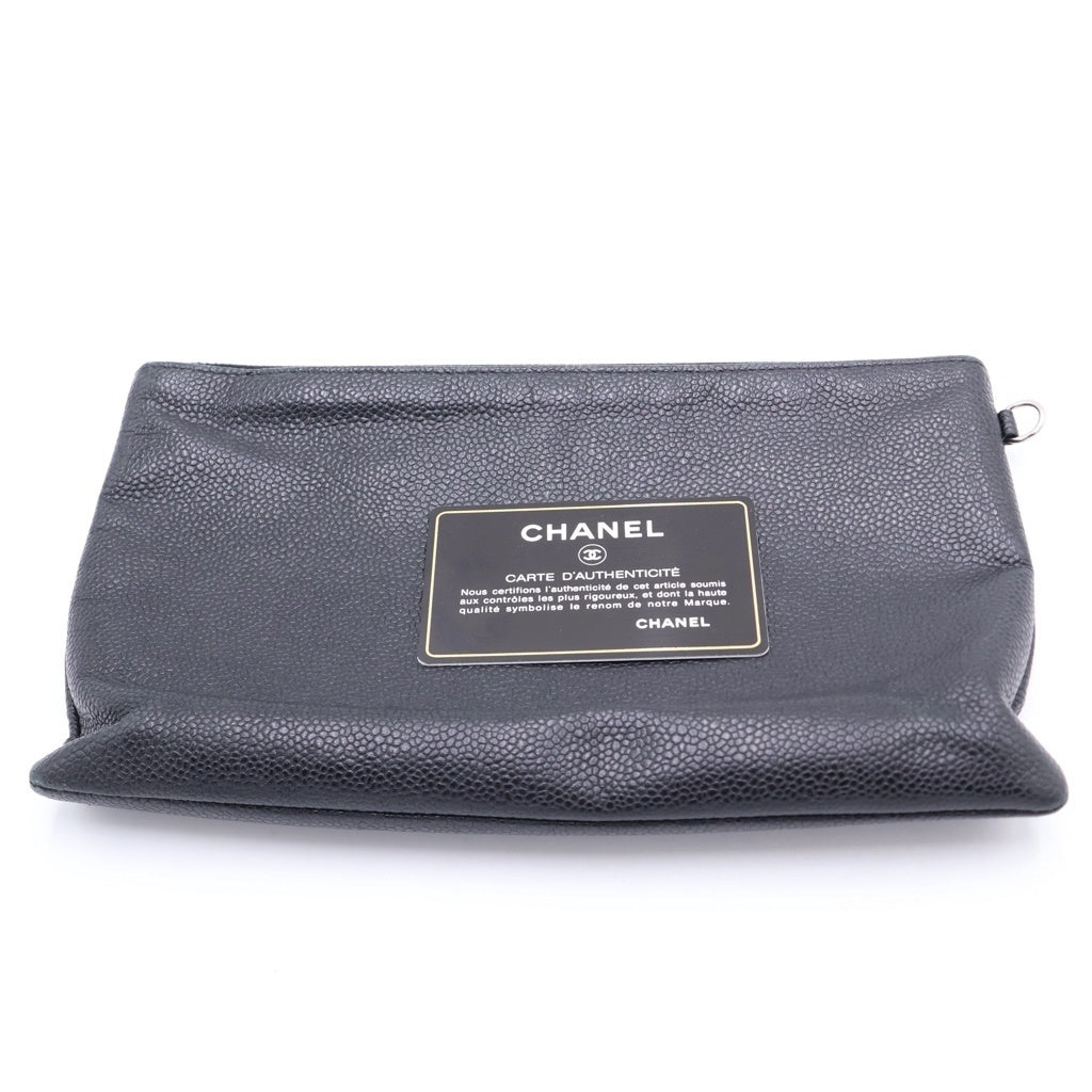 CHANEL(シャネル) オンザロード トートバッグ ハンドバッグ ブラック キャビアスキン シルバー金具 レディース