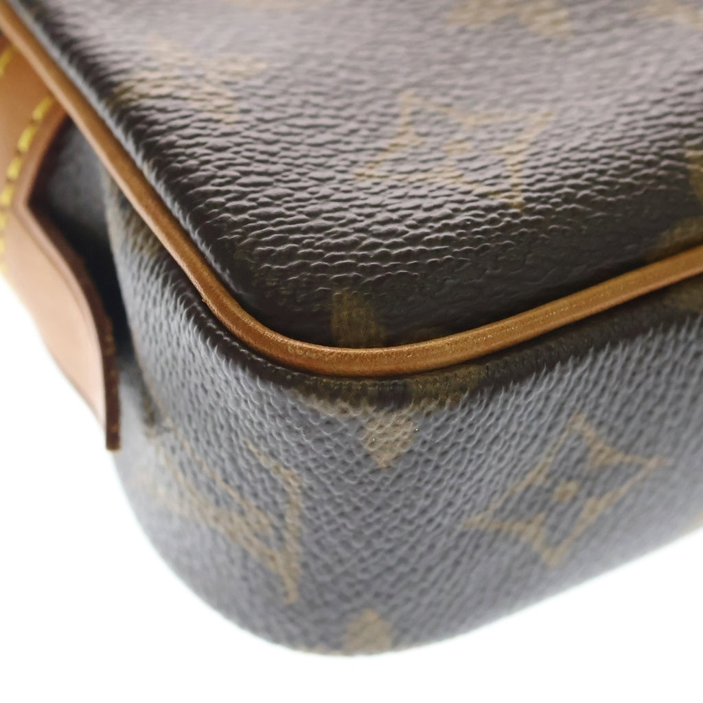 LOUIS VUITTON(ルイヴィトン) モノグラム ポシェットマルリーバンドリエール ショルダーバッグ ブラウン レザー×PVC M51828 ゴールド金具 レディース