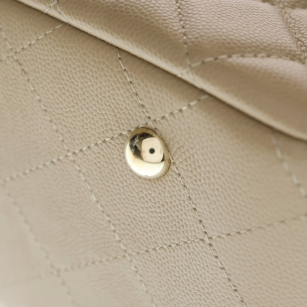 CHANEL(シャネル) マトラッセ キャビアスキン ゴールド金具 チェーントートバッグ ハンドバッグ ベージュ レディース