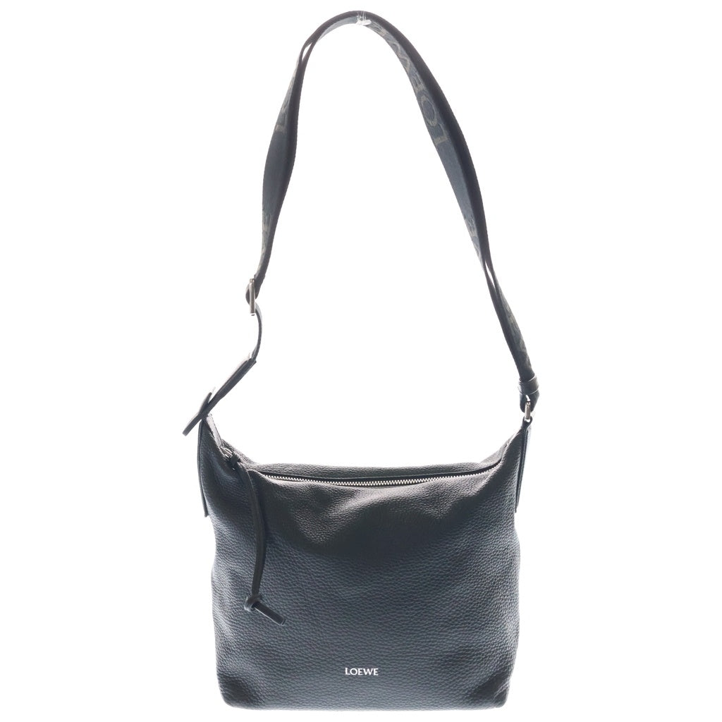 LOEWE(ロエベ) キュービィ クロスボディバッグ ショルダーバッグ ブラック レザー シルバー金具 レディース