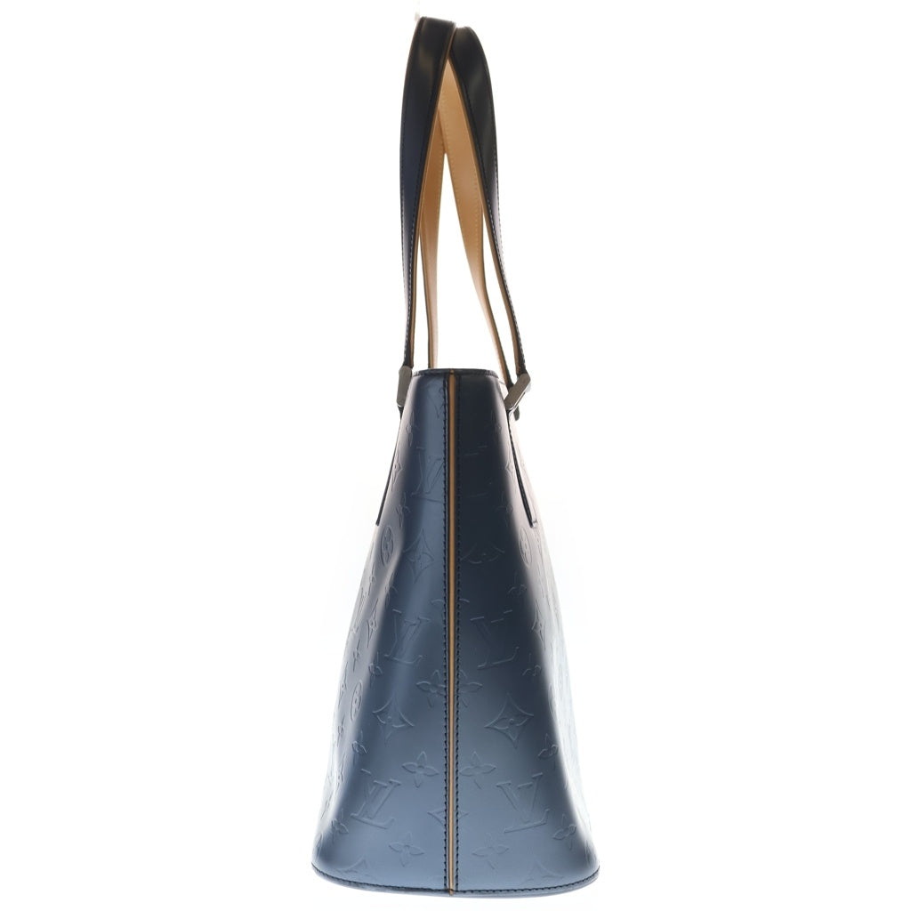 LOUIS VUITTON(ルイヴィトン) モノグラムマット ストックトン ハンドバッグ トートバッグ メタリックネイビー レザー M55112 シルバー金具 レディース